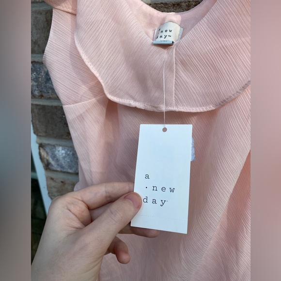 NWTs A New Day Pastel Light Pink Coquette Asymmetrical Ruffle Dress - Picture 14 of 16